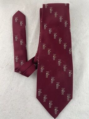 Vintage 1977 Oscar Mayer Men's Burgundy Novelty Silk Tie with Chef Motif